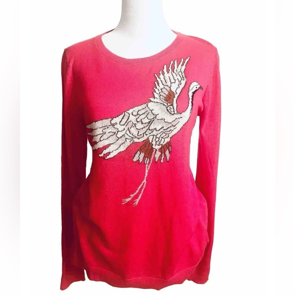 Loft Sweater Tropical Bird Beach Resort wear pink Summer Women’s S